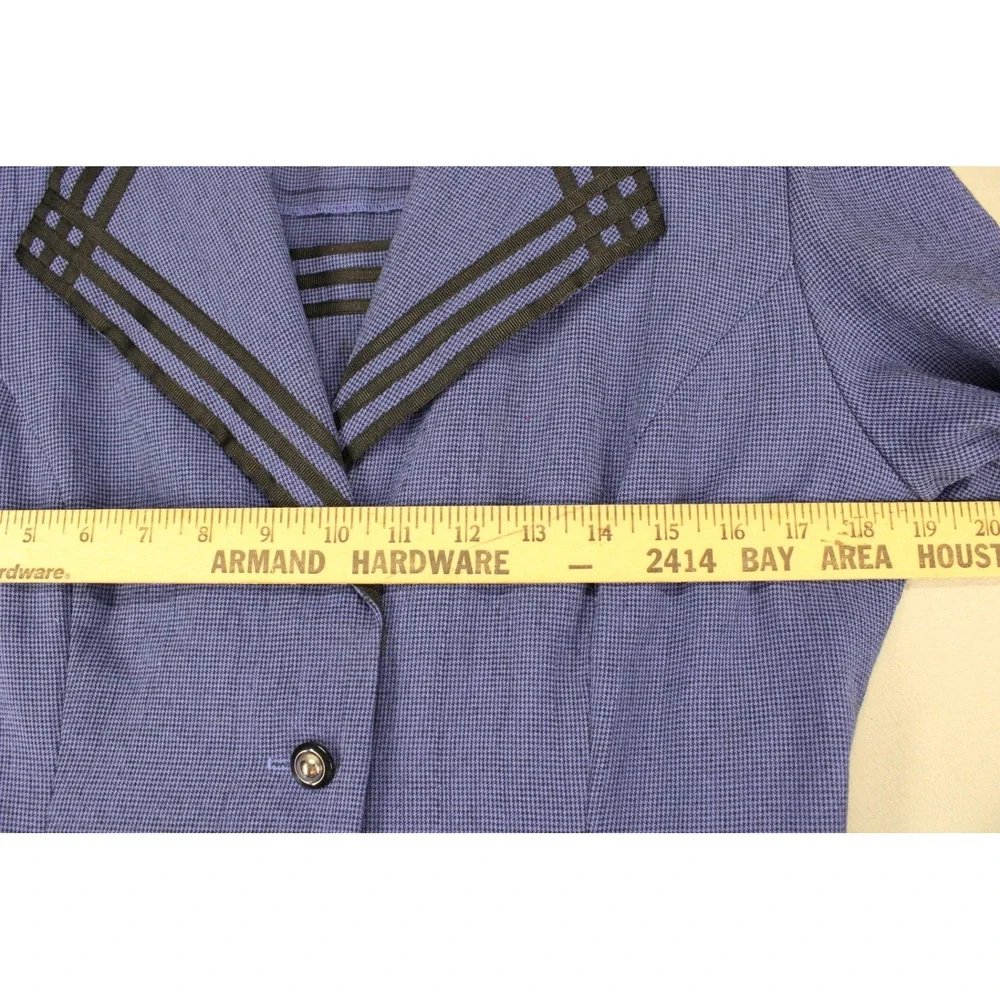 Miss Dorby Vtg Blue Sailor Collar Button Cottagecore Dress Womens 10 Houndstooth - Picture 3 of 13